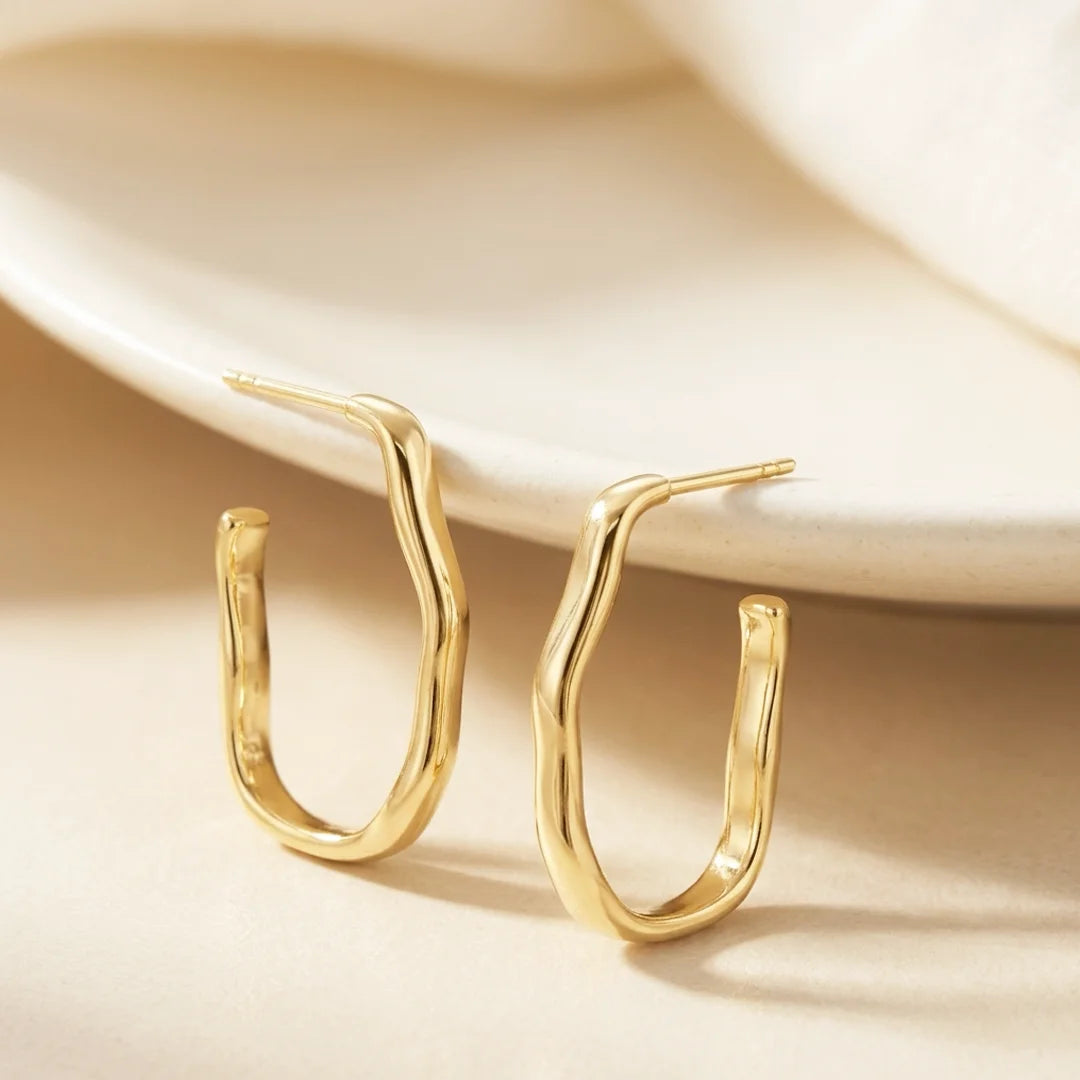 Luna Curve Gold Hoop Earrings
