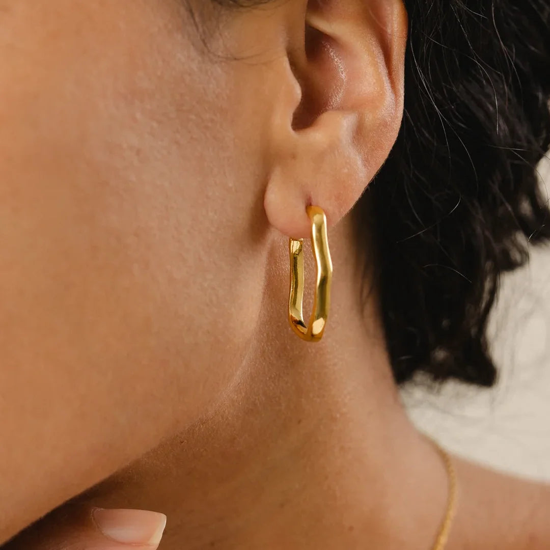 Luna Curve Gold Hoop Earrings