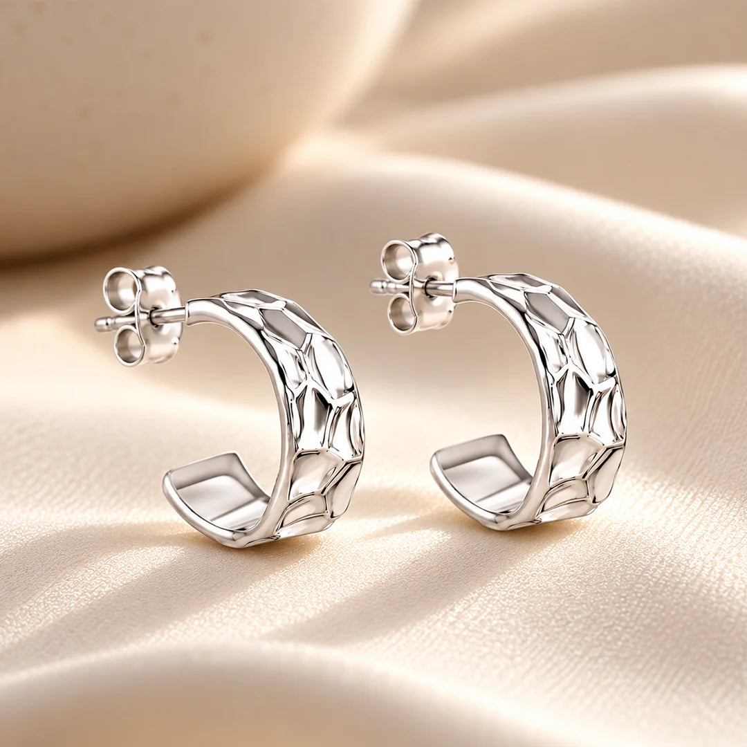 Willow Textured Sterling Silver Mini Hoop Earrings