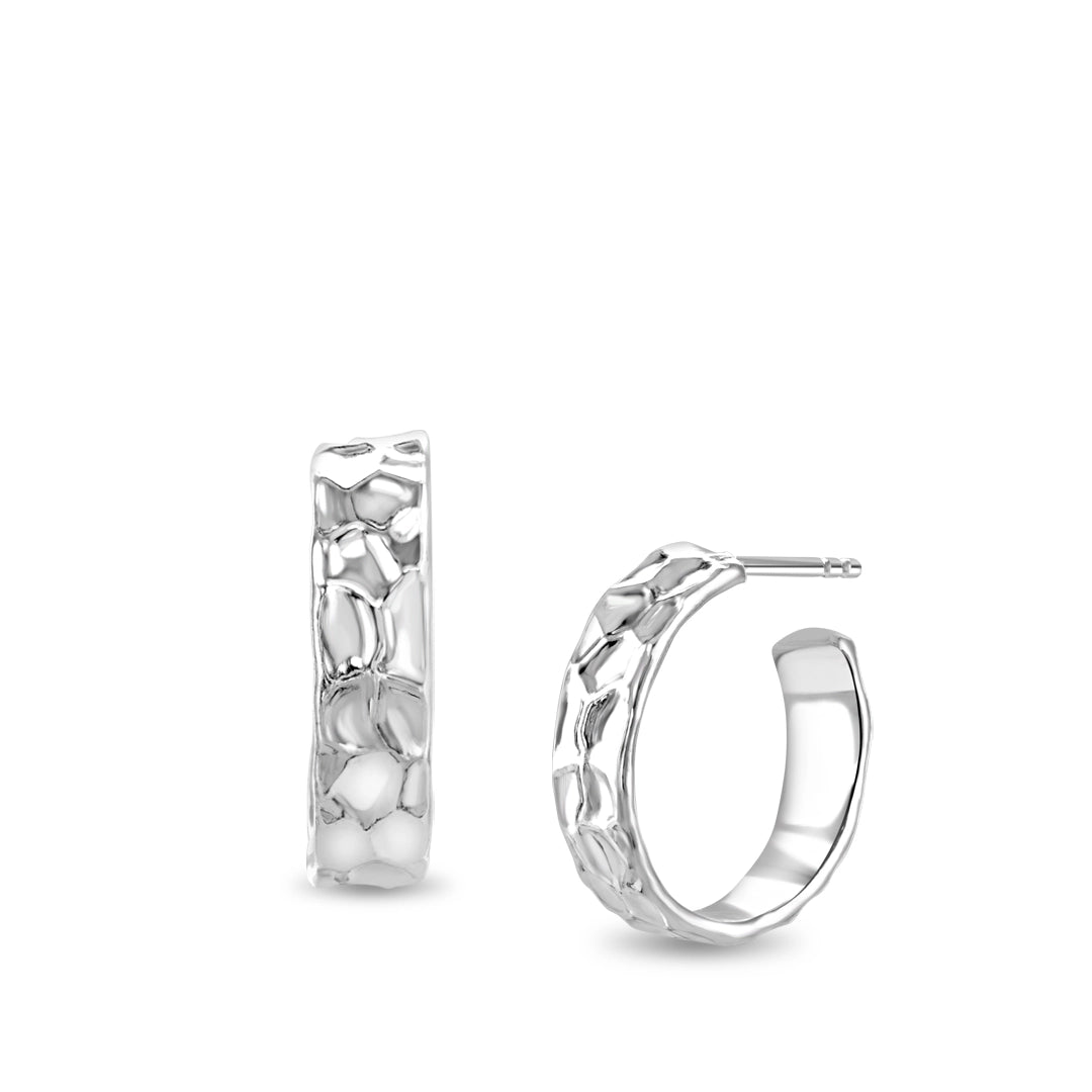 Willow Textured Sterling Silver Medium Hoop Earrings
