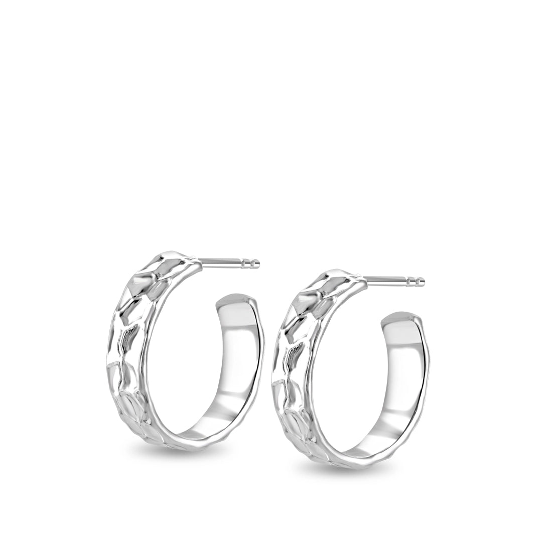 Willow Textured Sterling Silver Medium Hoop Earrings