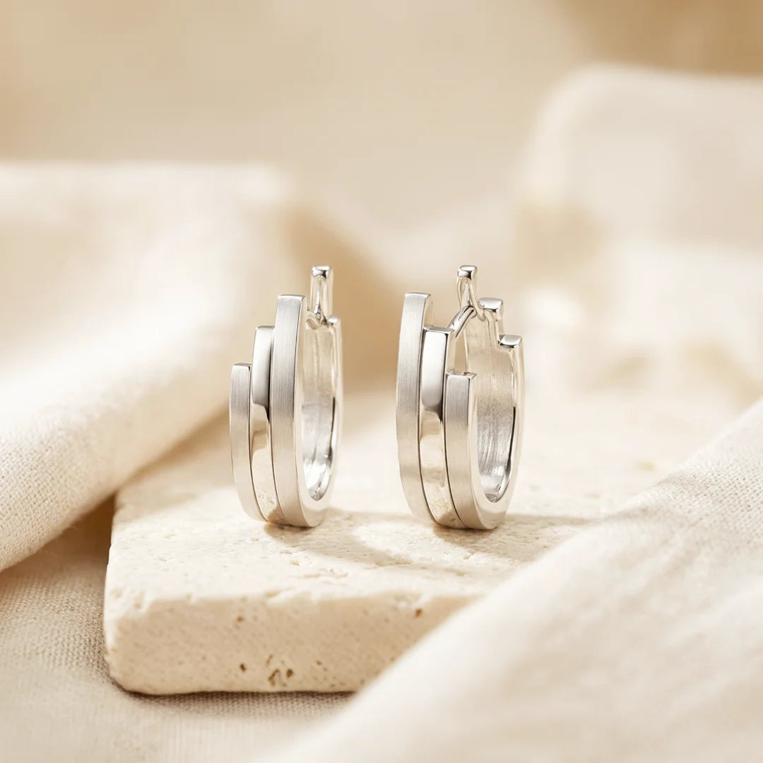 Helix Liner Silver Huggie Earrings