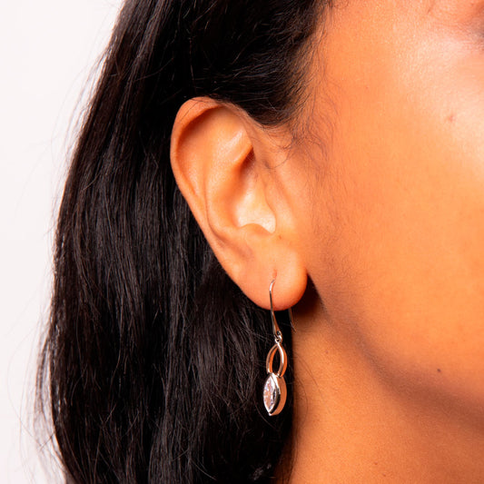 Marquise Swarovski Drop Earrings White Gold