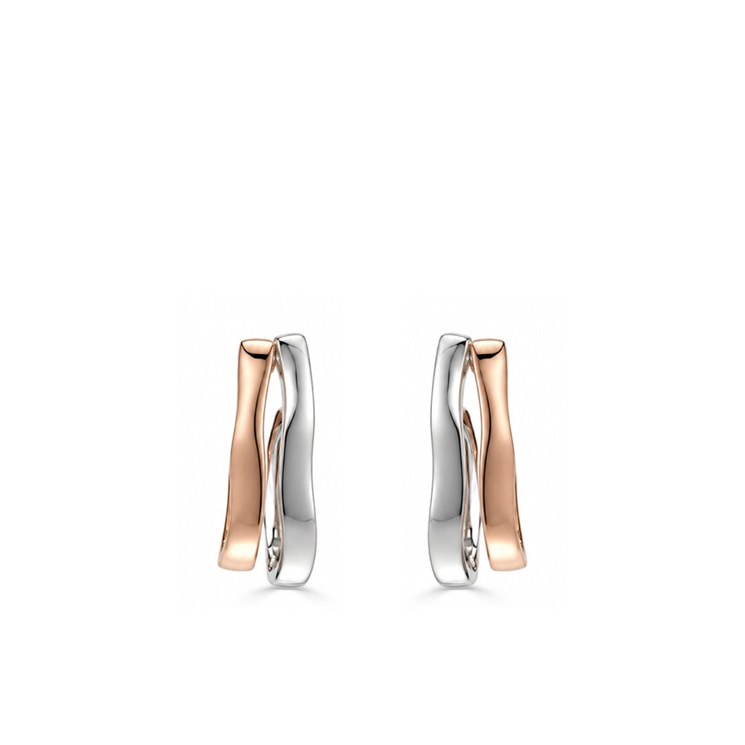 Contour Duo Two Tone Huggie Hoop Earrings