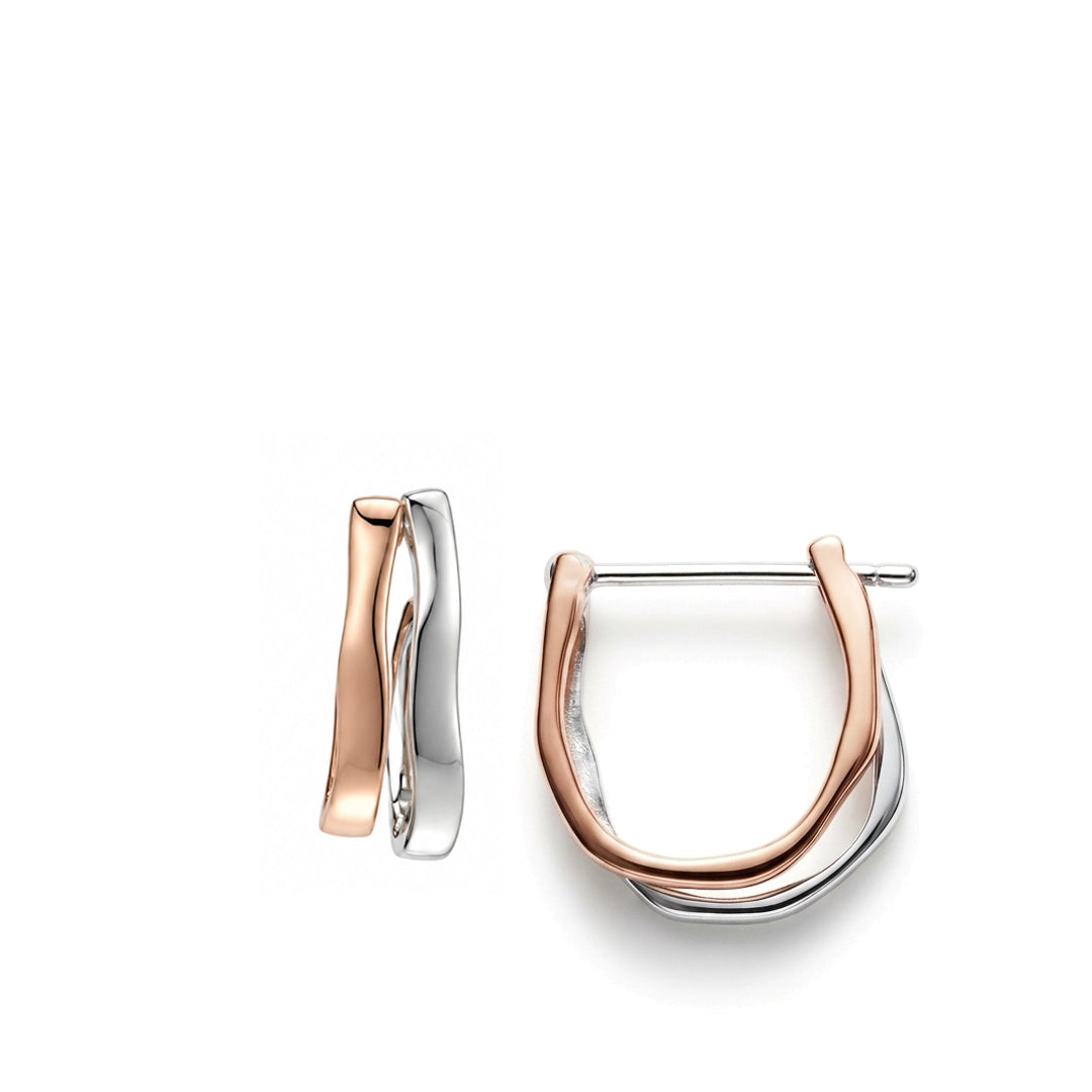 Contour Duo Two Tone Huggie Hoop Earrings