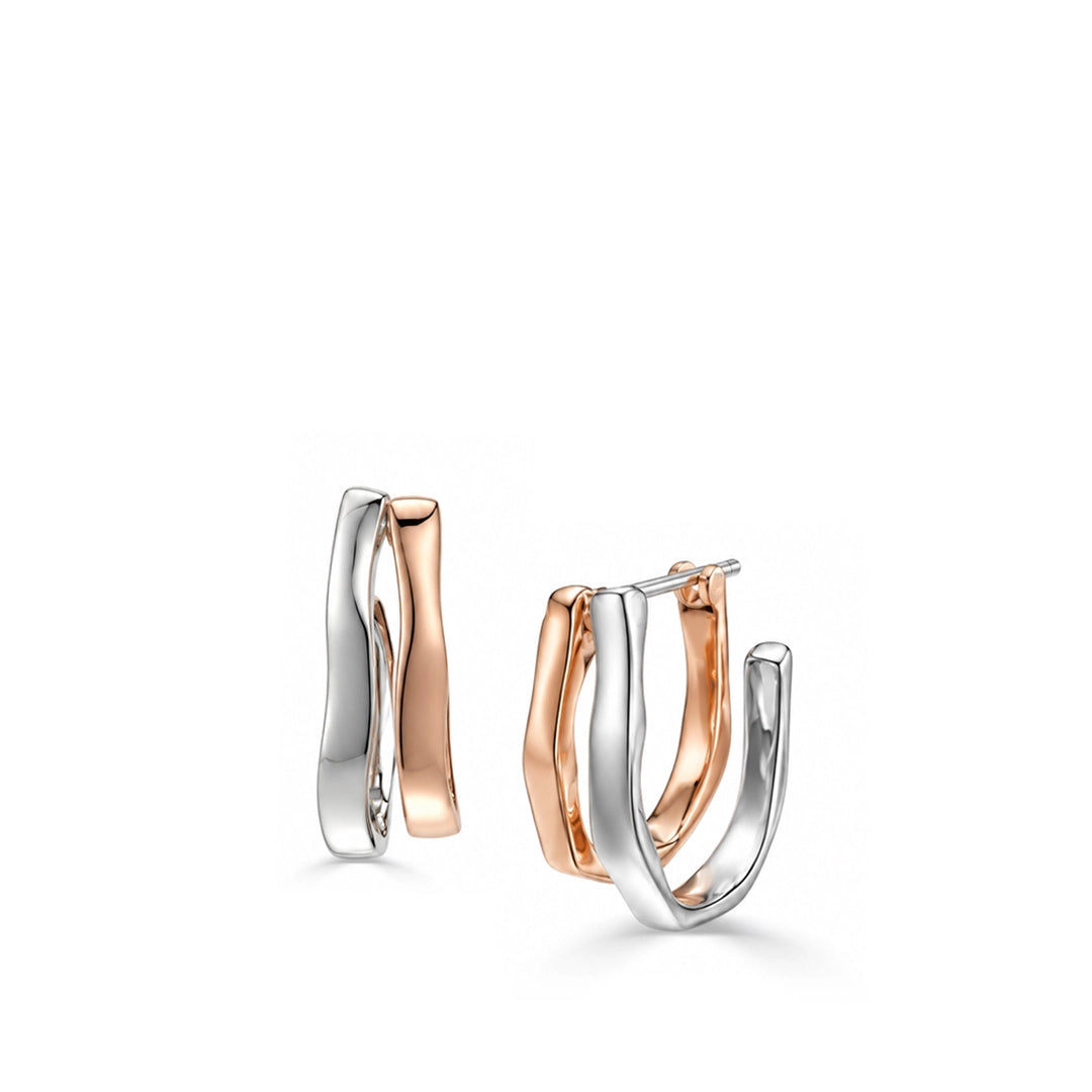 Contour Duo Two Tone Huggie Hoop Earrings
