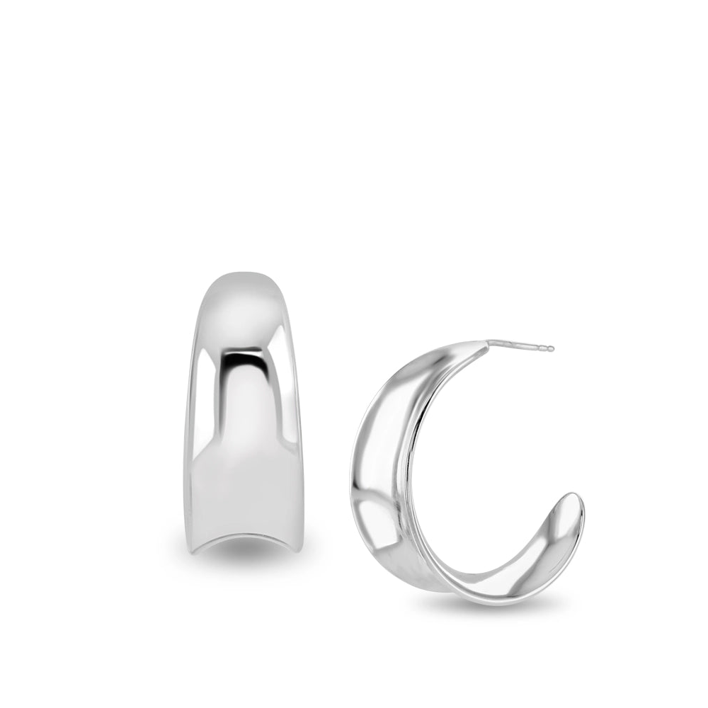Sola Sculpted Large Sterling Silver Hoop Earrings