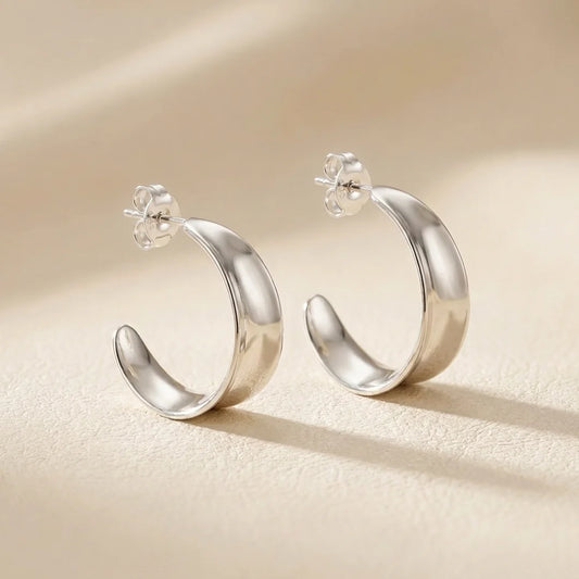Sola Sculpted Large Sterling Silver Hoop Earrings