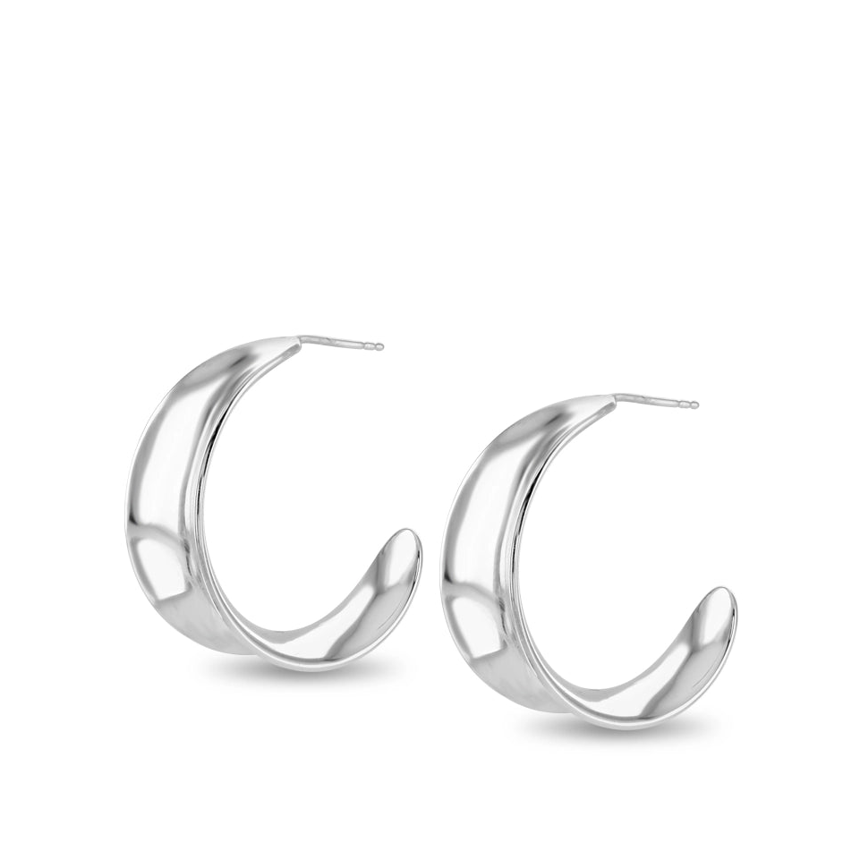 Sola Sculpted Large Sterling Silver Hoop Earrings