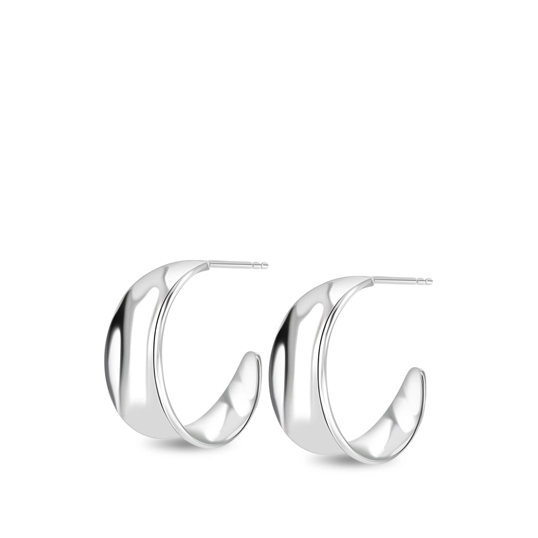 Sola Sculpted Midi Sterling Silver Hoop Earrings