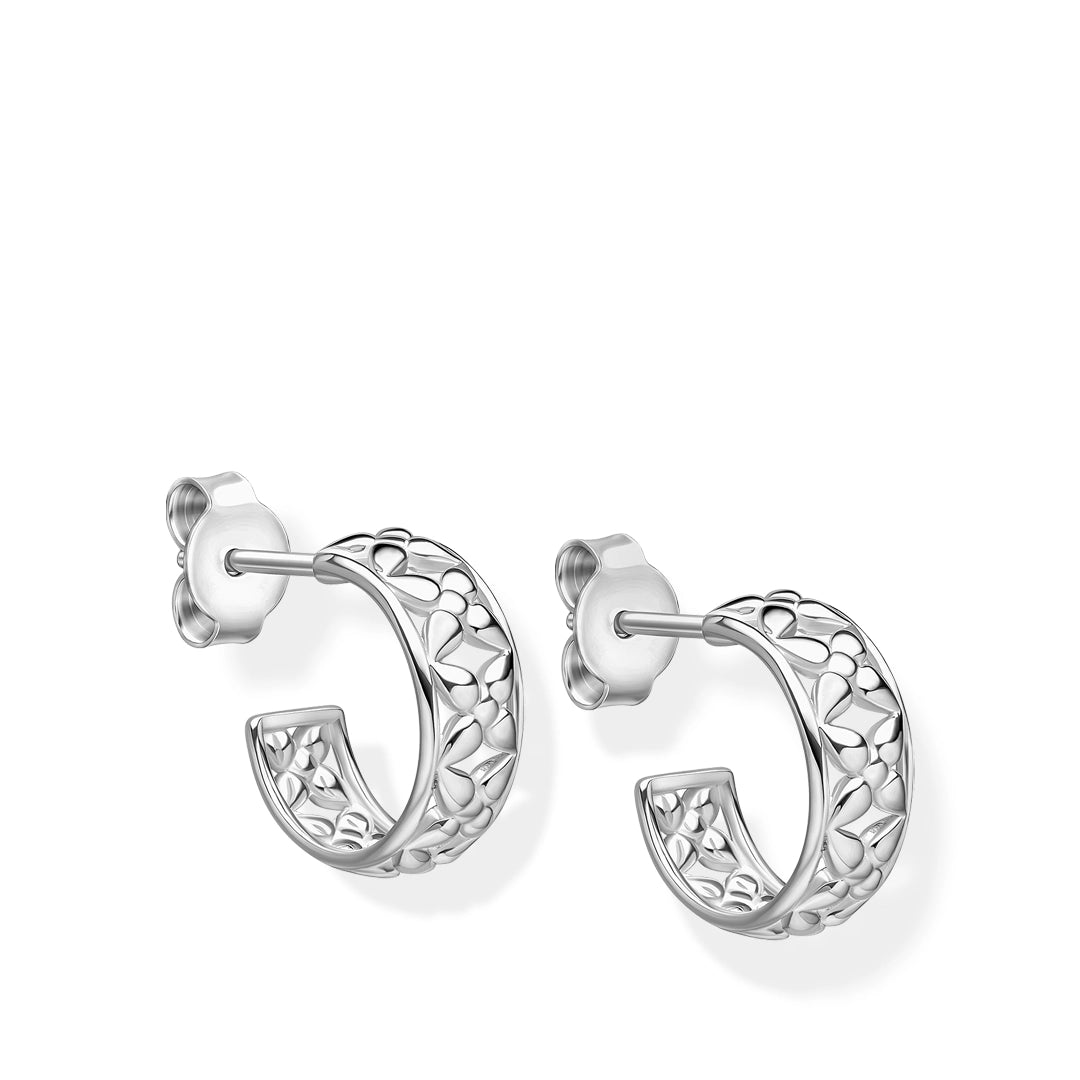 Laura Ashley Hartley Check Sterling Silver Hoop Earrings