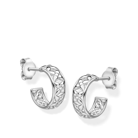 Laura Ashley Hartley Check Sterling Silver Hoop Earrings