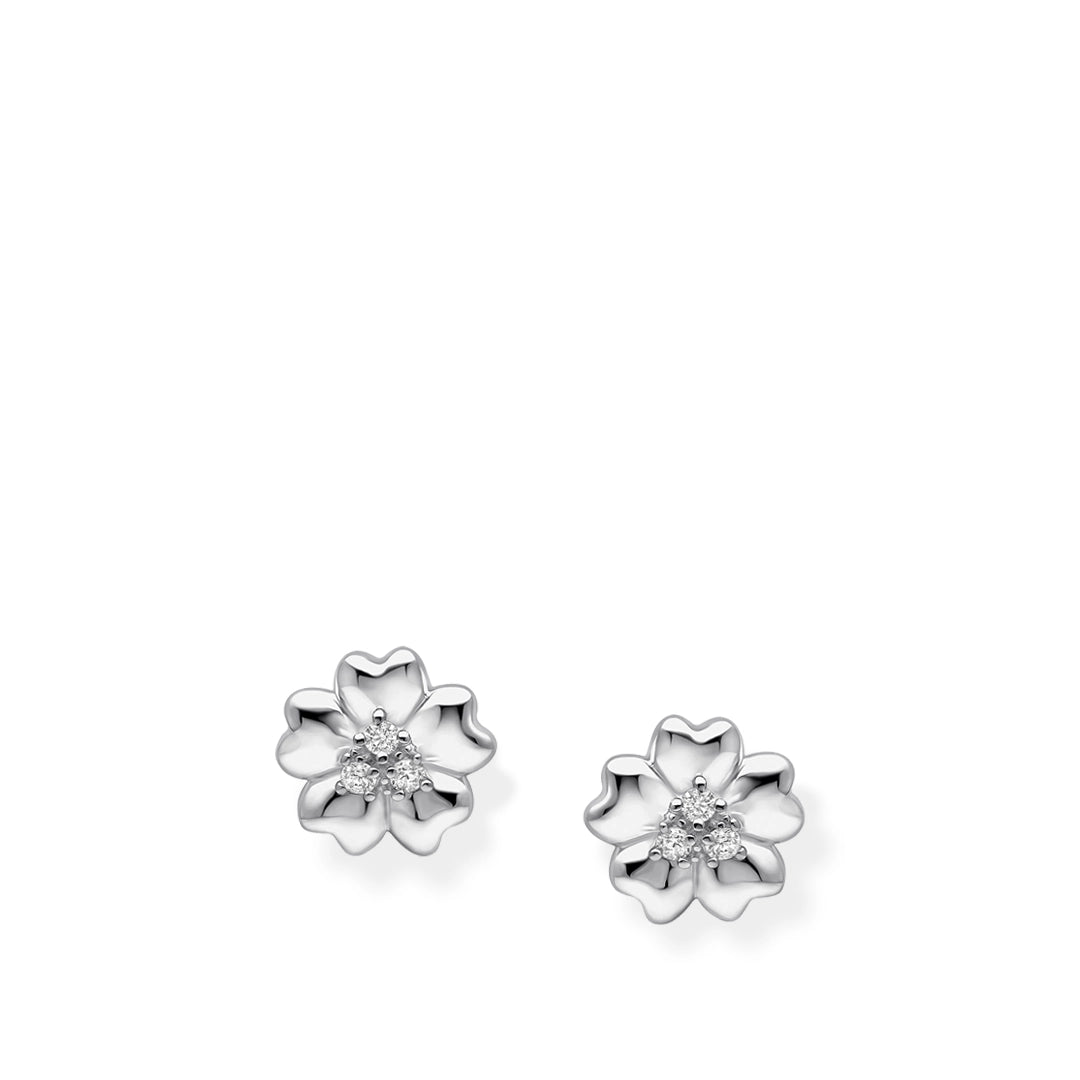 Laura Ashley Riverly Ditsy Pave Flower Sterling Silver Stud Earrings