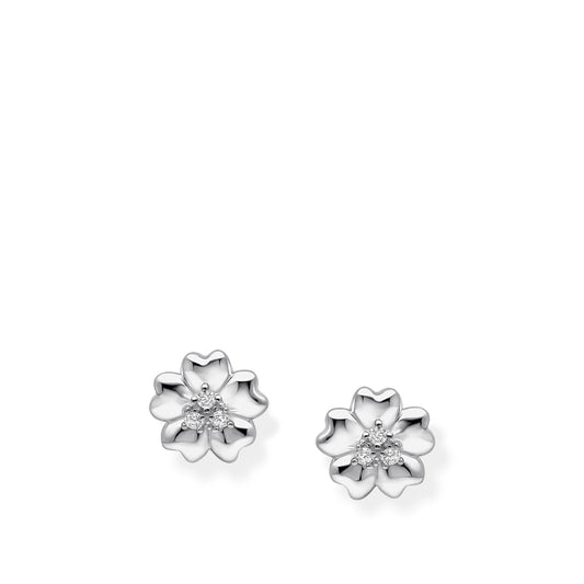 Laura Ashley Riverly Ditsy Pave Flower Sterling Silver Stud Earrings
