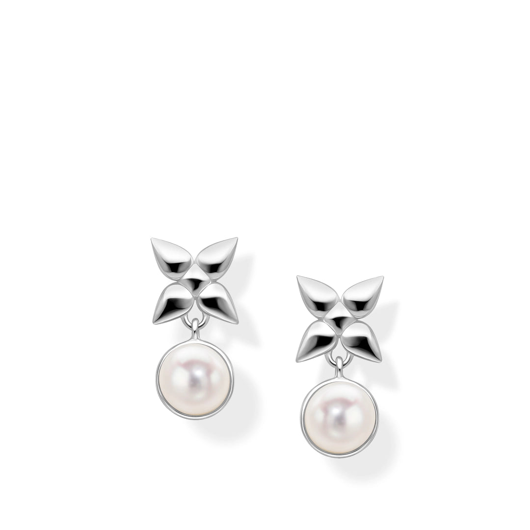 Laura Ashley Hartley Check Mabe Pearl Drop Sterling Silver Earrings