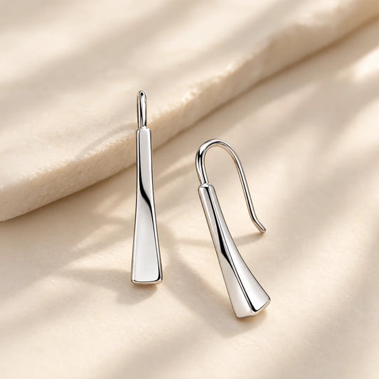 Facet Flow Liner Silver Earrings