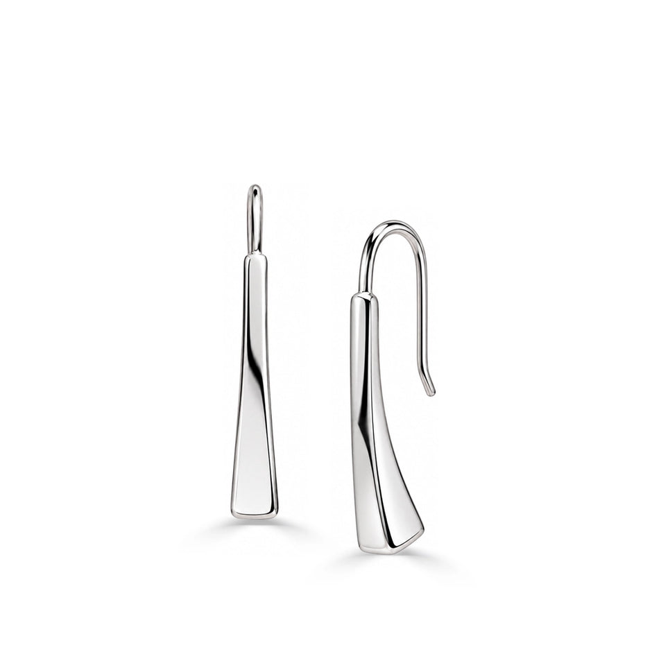 Facet Flow Liner Silver Earrings