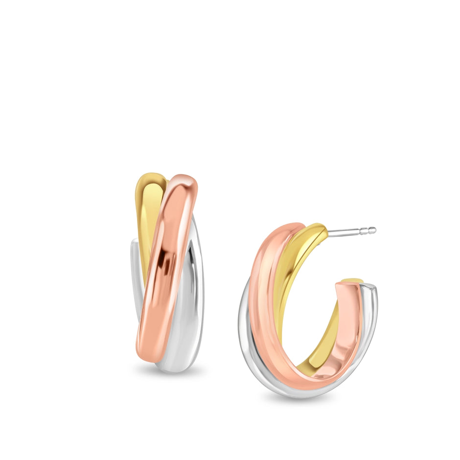 Trinity Twist Tri-Colour Hoop Earrings