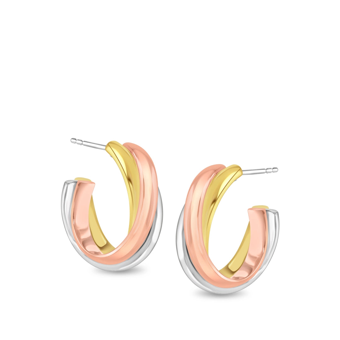 Trinity Twist Tri-Colour Hoop Earrings