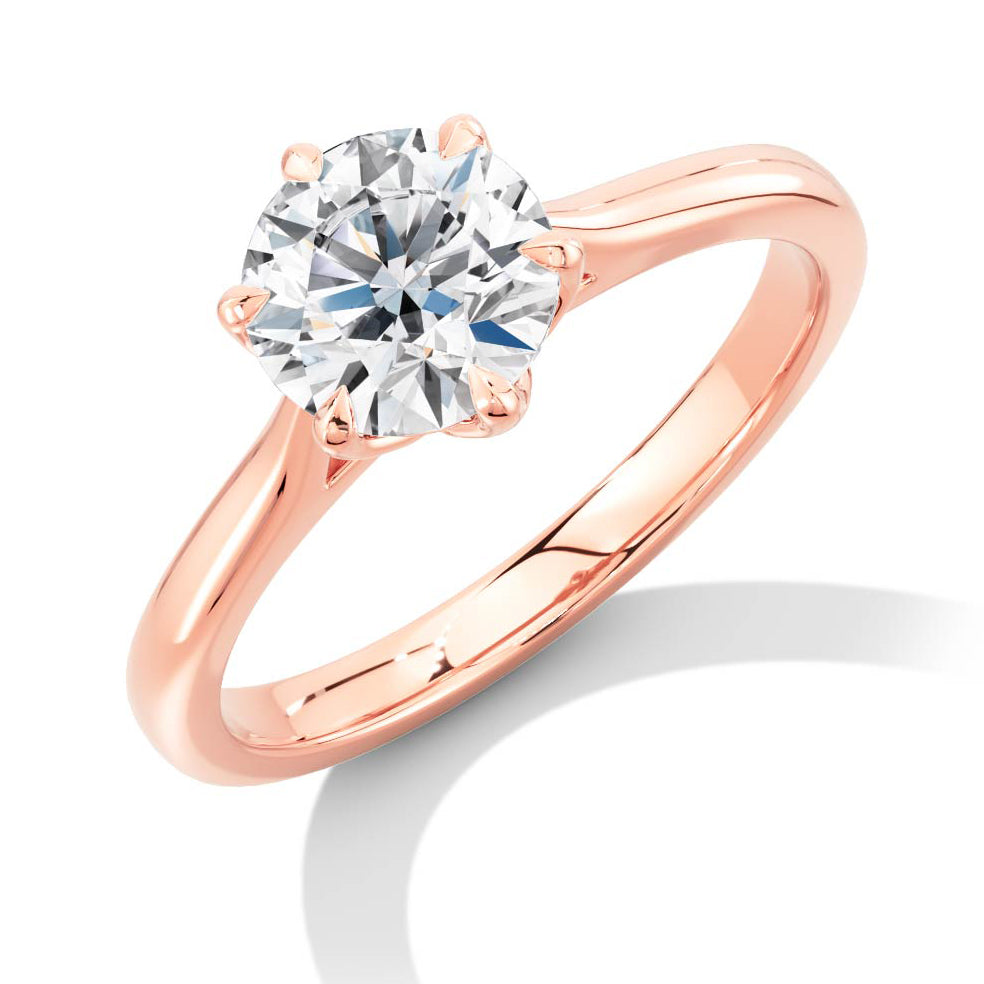 Solitaire round engagement ring 1 rose gold
