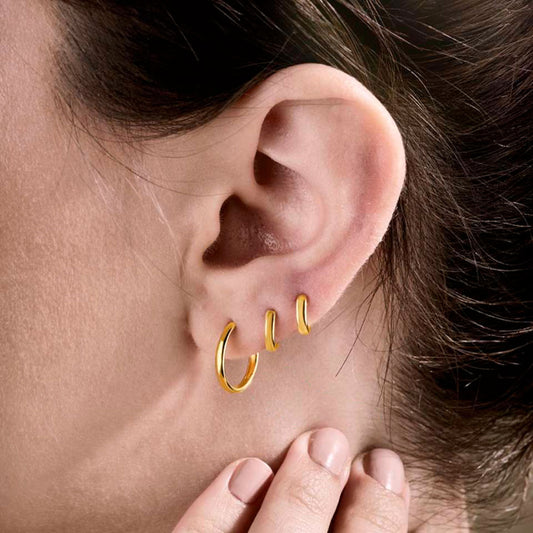 18ct Plain Yellow Gold Large Huggie Hoop Earrings White Gold