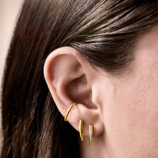 18ct Yellow Gold Boho Huggies Hoop Earrings White Gold