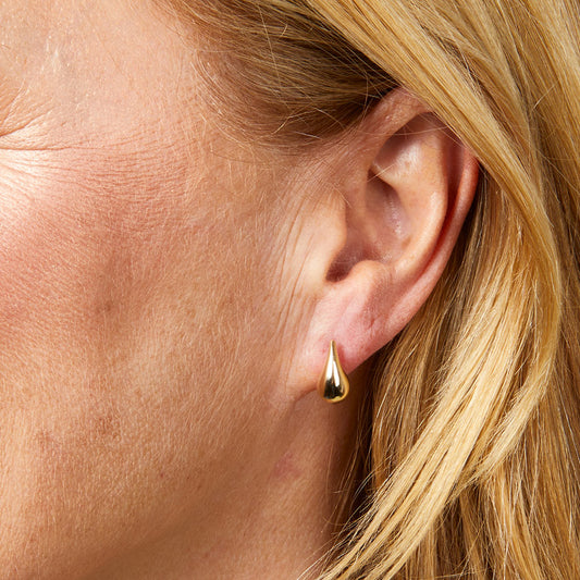 9ct Yellow Gold Plain Teardrop Stud Earrings Yellow Gold