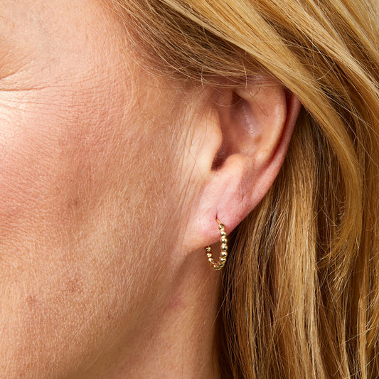 9ct Yellow Gold Ball Hoop Earrings Yellow Gold