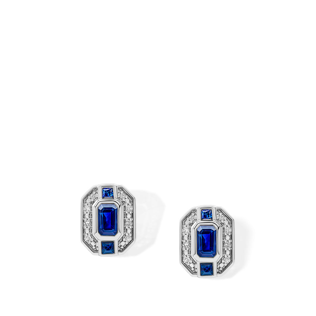 9ct White Sapphire Diamond Stud Earrings