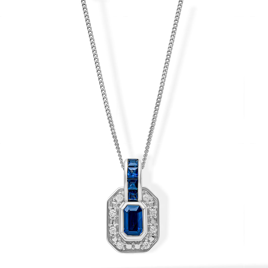 9ct White Sapphire Diamond Necklace