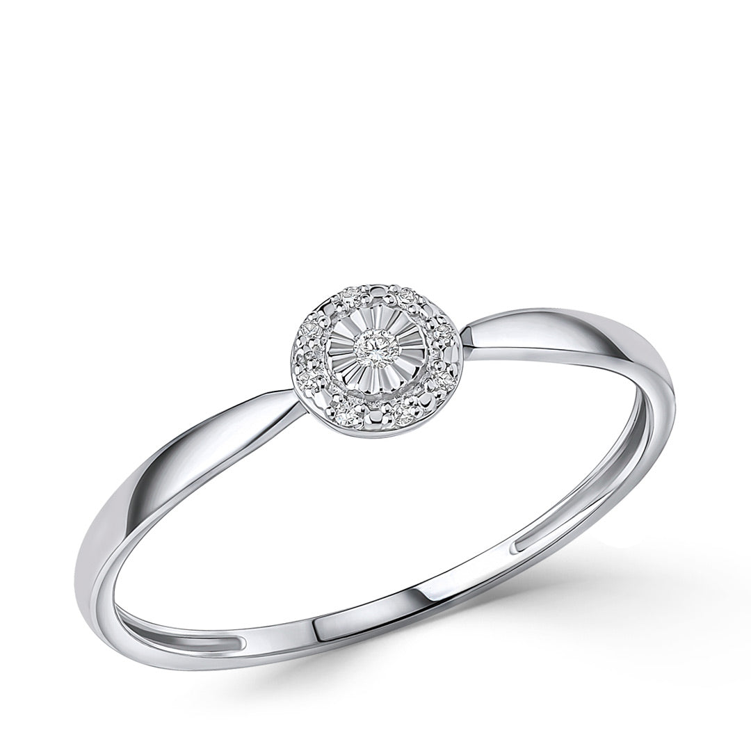 9ct White Halo Diamond Ring