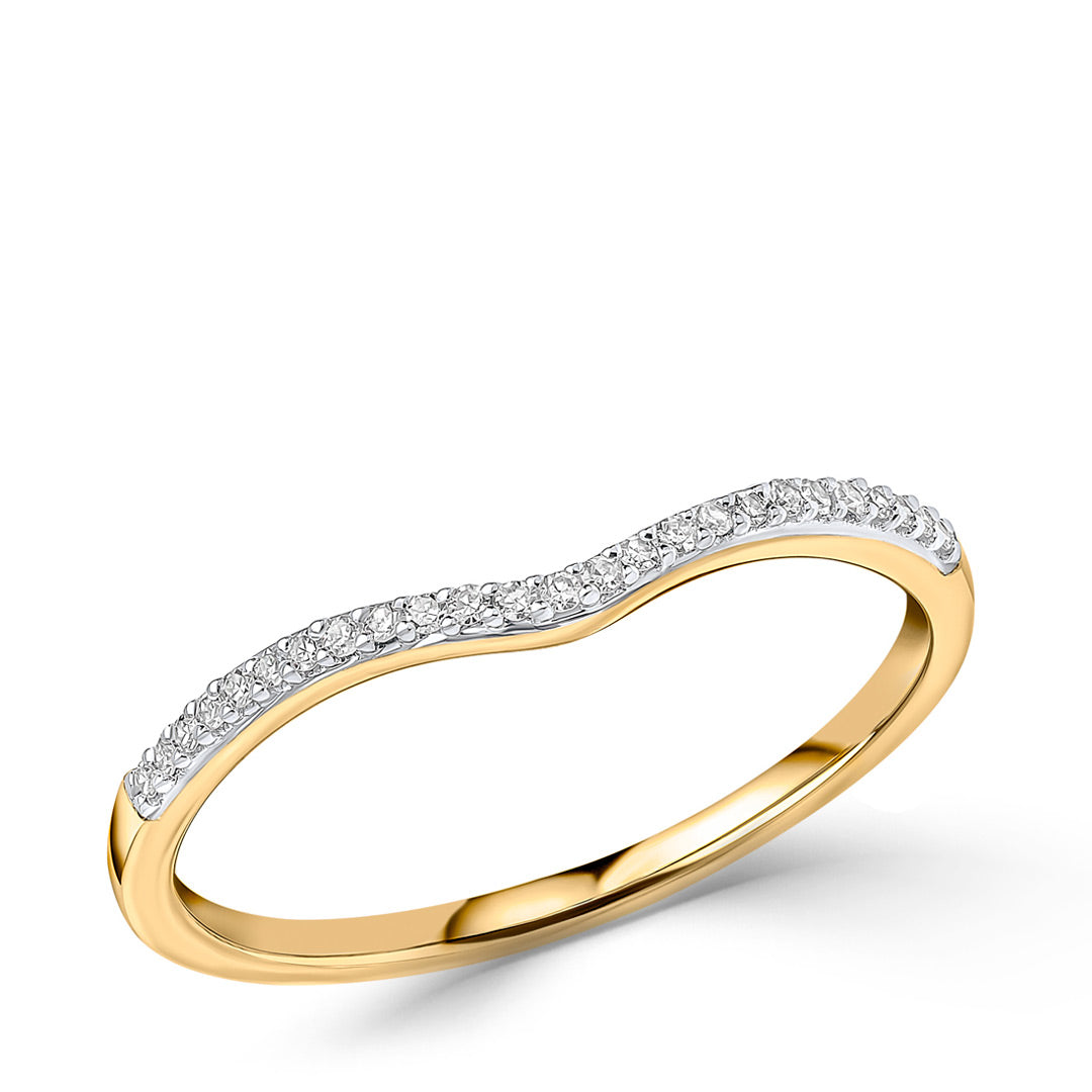 9ct Yellow Diamond Set V Shaped Eternity Ring