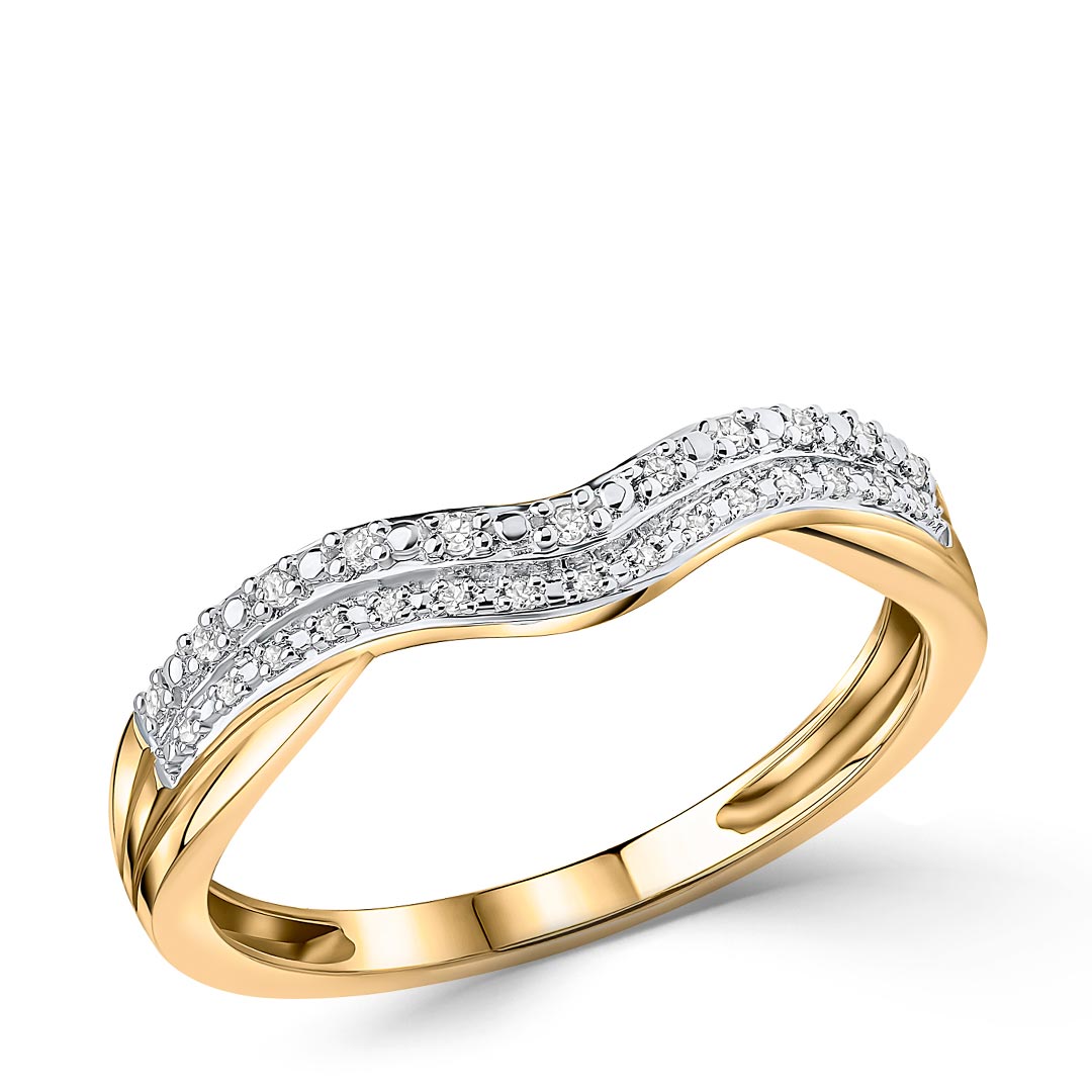 9ct Yellow Double Wave Diamond Eternity Ring
