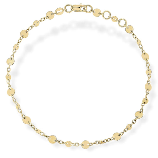 9ct Yellow Gold Disc and Chain link Bracelet