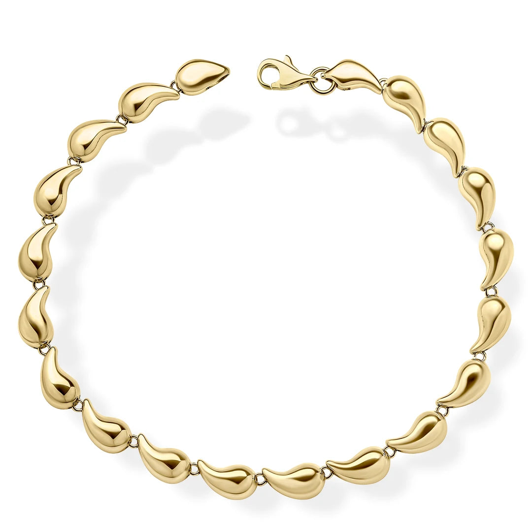 9ct Yellow Gold Paisley Droplet Tennis Bracelet