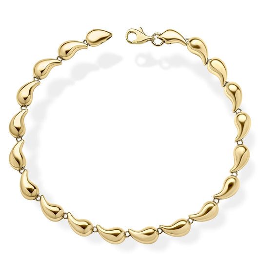 9ct Yellow Gold Paisley Droplet Tennis Bracelet