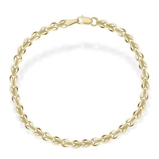 9ct Yellow Gold Stampato Link Chain Bracelet