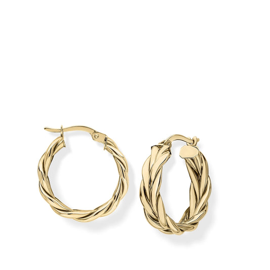 9ct Yellow Gold Basket Weave Hoop Earrings