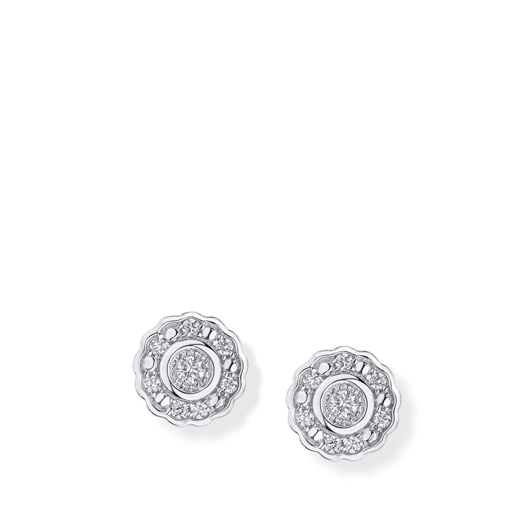 9ct White Gold LÕInfini Diamond Circle Stud Earrings