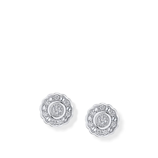 9ct White Gold LÕInfini Diamond Circle Stud Earrings