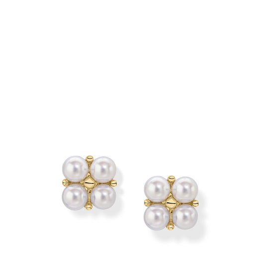9ct Yellow Gold Floral Luxe Freshwater Pearl Stud Earrings
