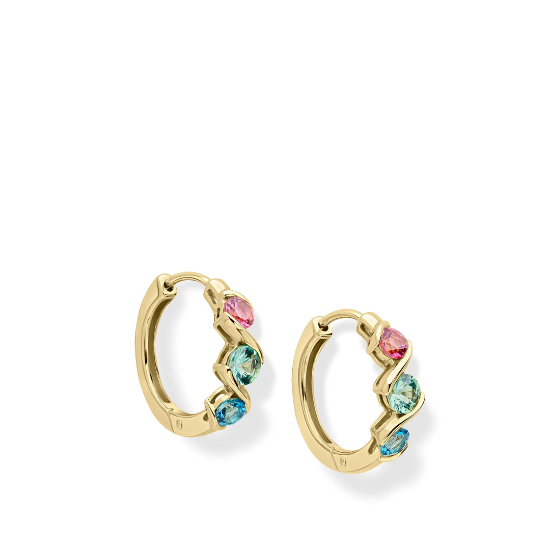 9ct Yellow Gold Amalfi Coastline Gemstones Hoop Earrings