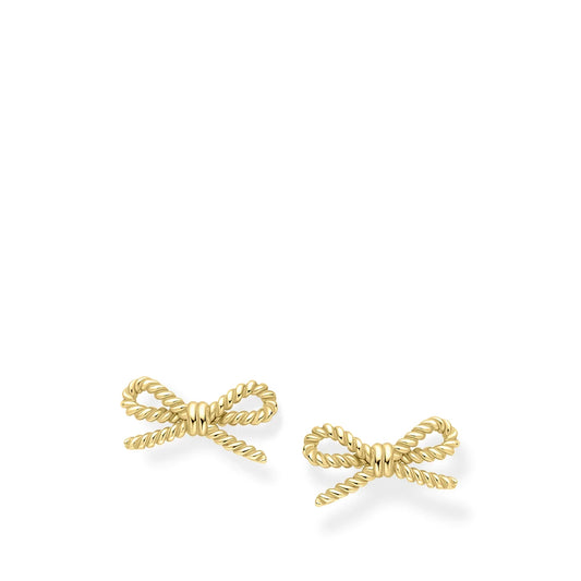 9ct Yellow Gold Marina Rope Bow Tie Stud Earrings