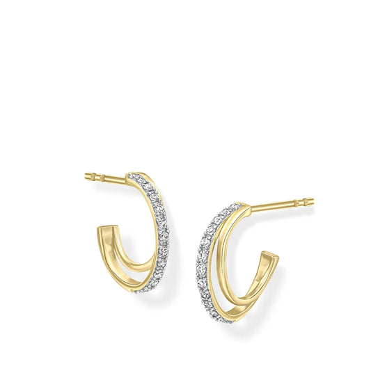 9ct Yellow Gold Diamond Dual Hoop Earrings