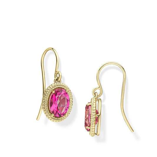 9ct Yellow Gold Blush Pink Topaz Beaded Drops