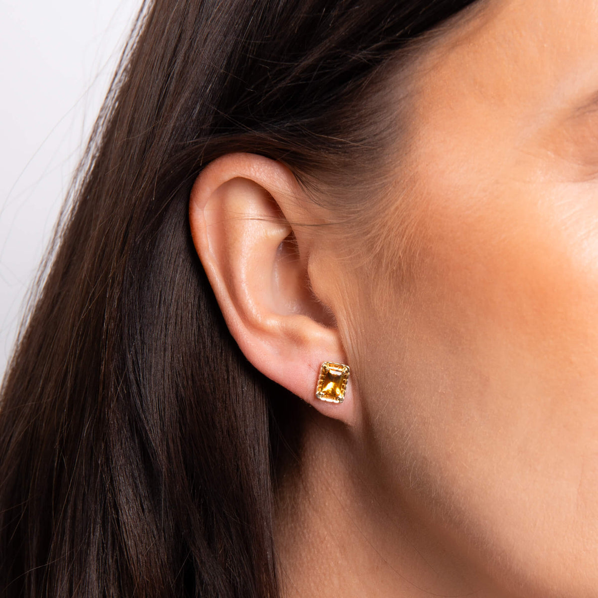 9ct Yellow Gold Citrine Octagon Studs