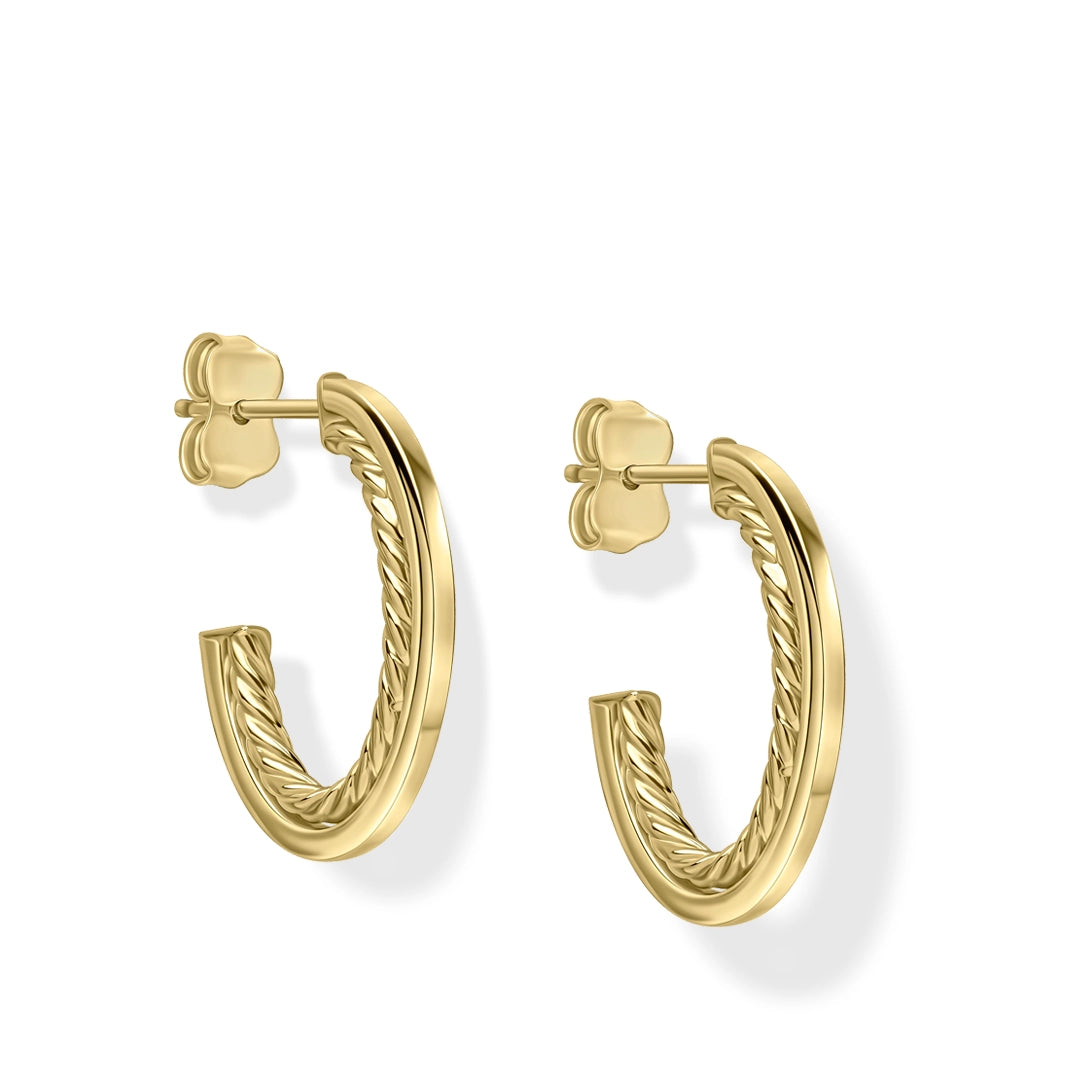 9ct Yellow Gold Rope Twist Half Hoop Earrings
