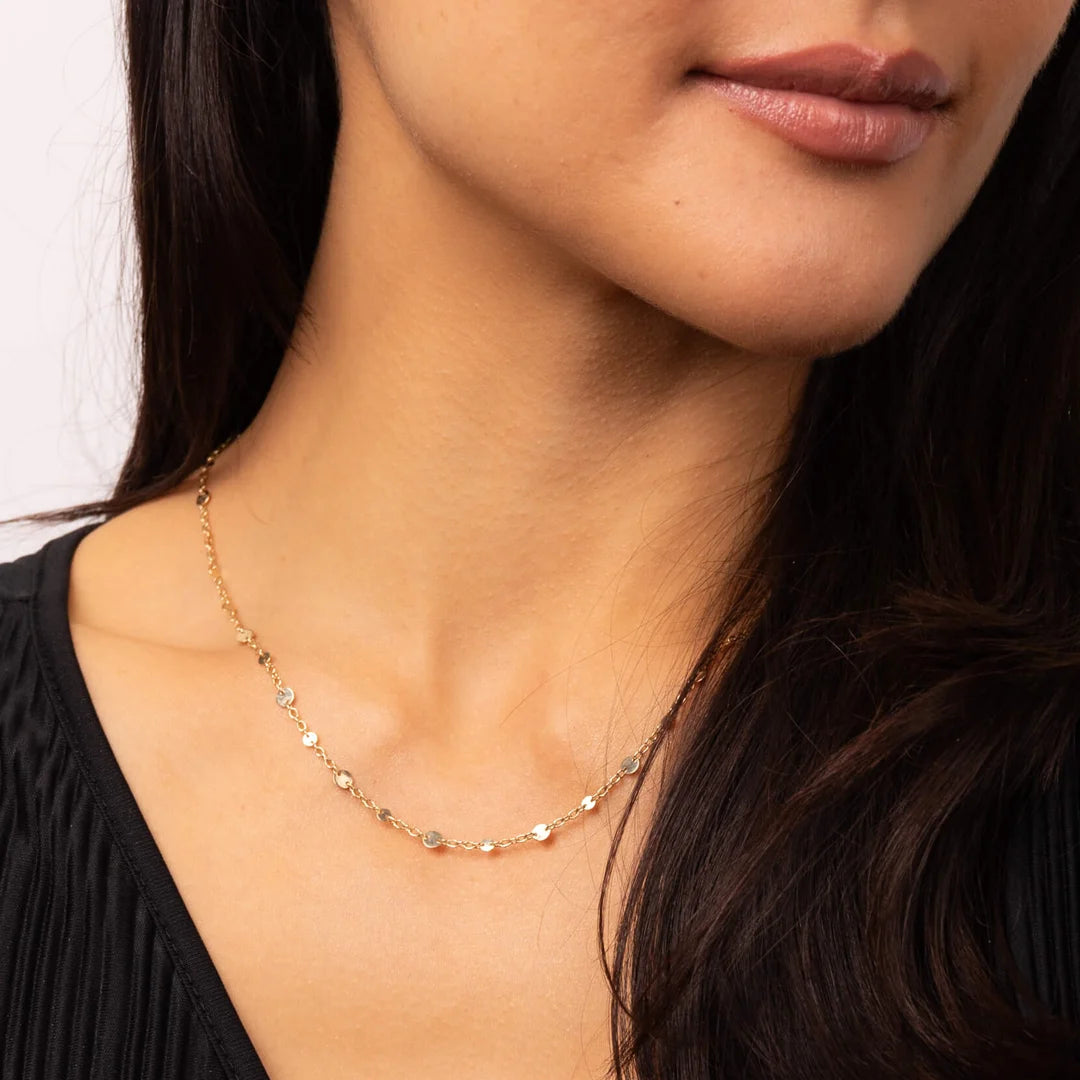 9ct Yellow Gold Disc and Chain link Necklace