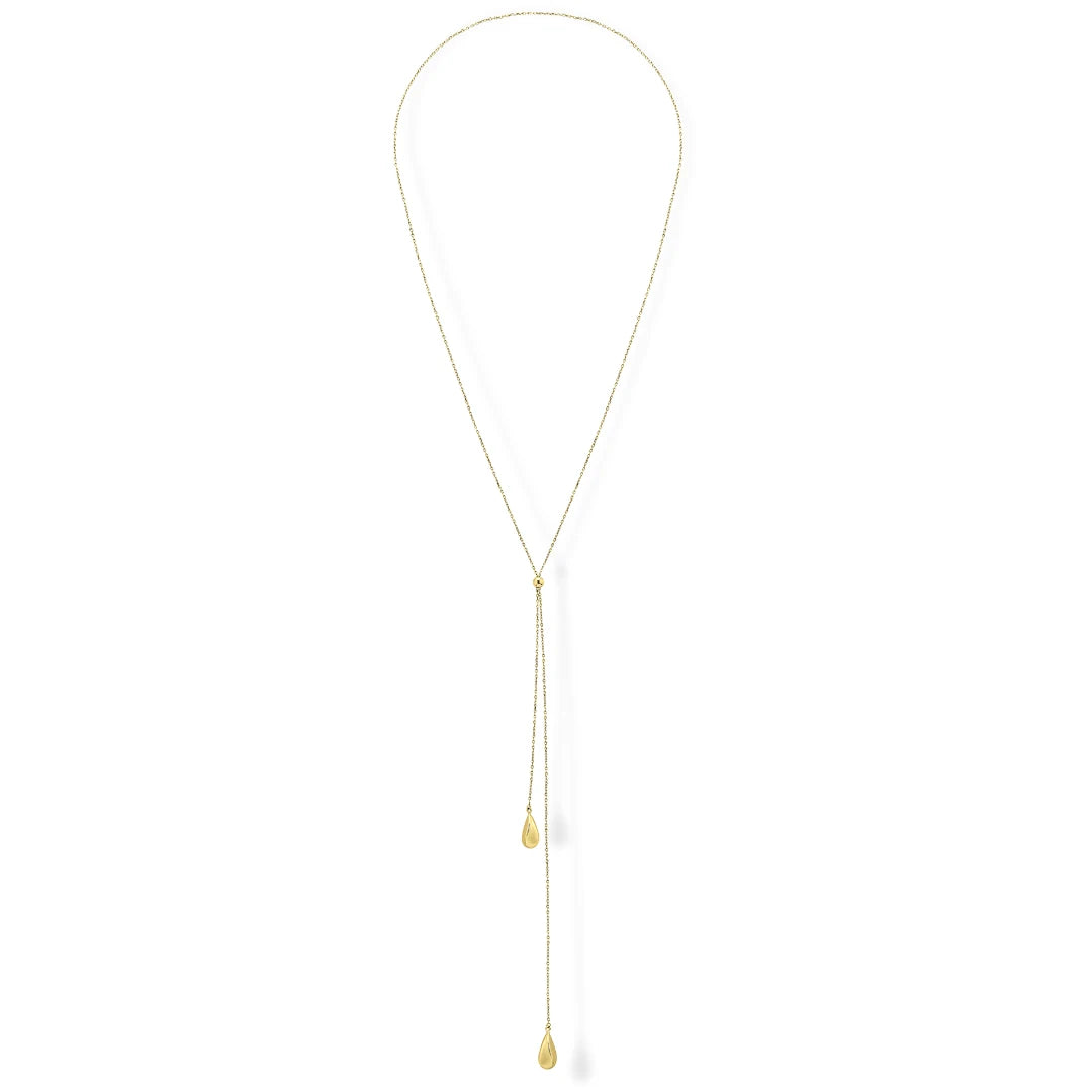 9ct Yellow Gold Paisley Droplet Lariat Necklace