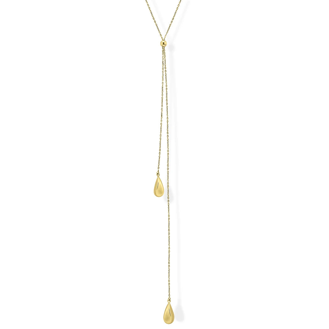 9ct Yellow Gold Paisley Droplet Lariat Necklace